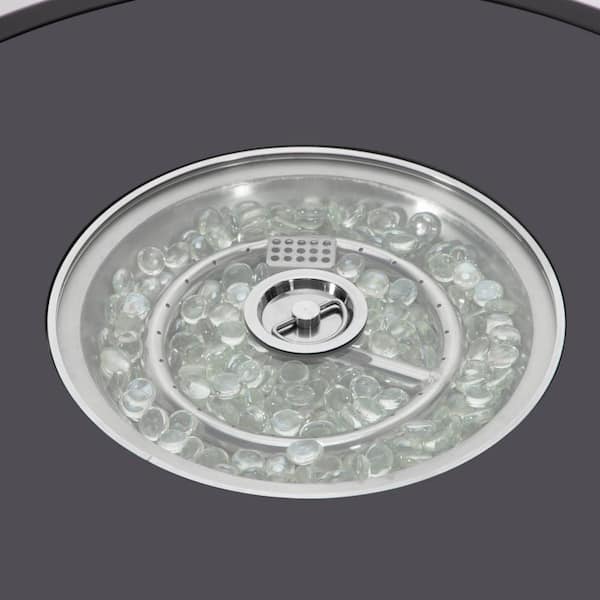 Walbrooke Modern Black Patio Round Fire Pit Table with Aluminum Frame