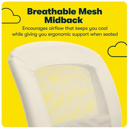 Serta Essentials Armless Task Chair Faux Leather and Mesh Cream