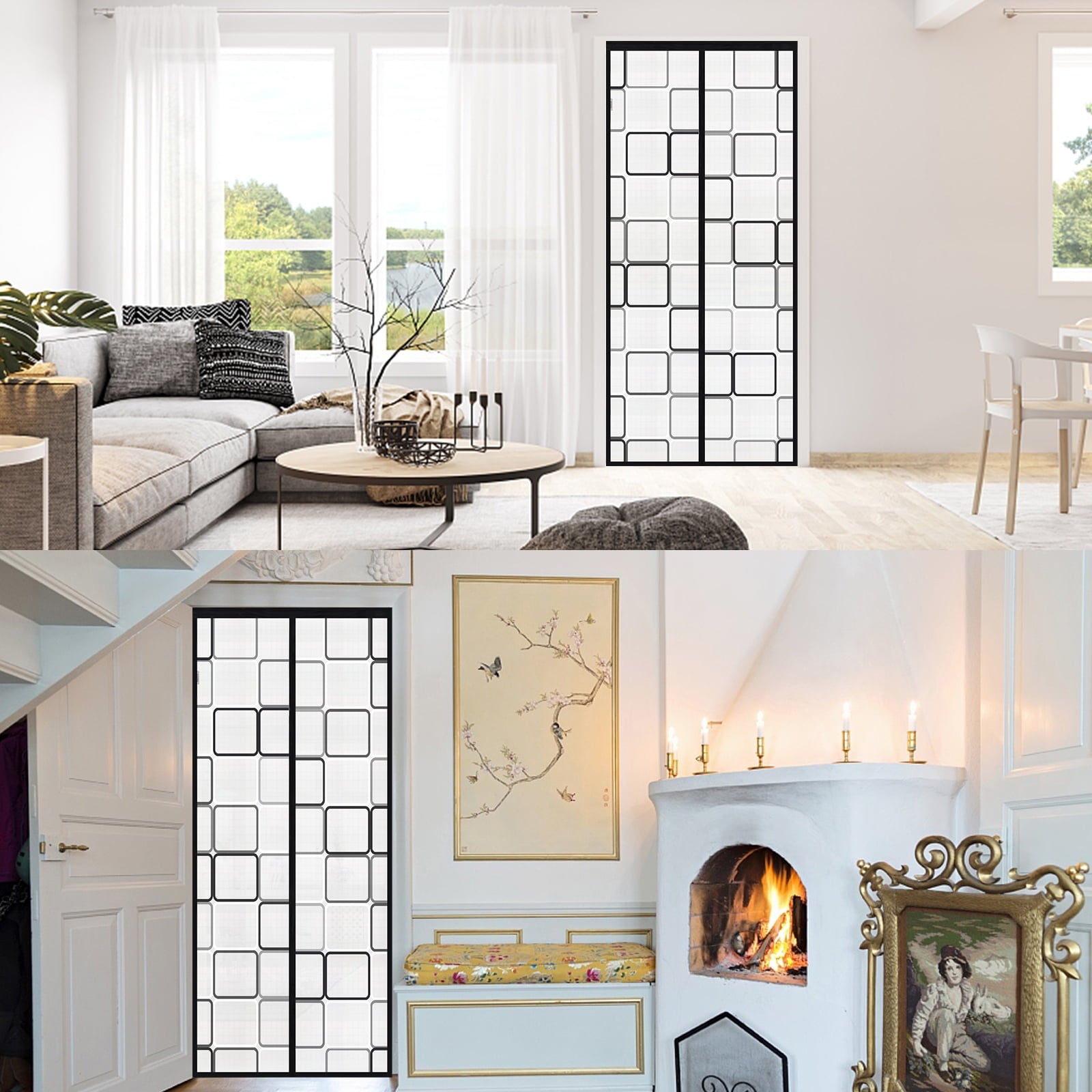 Insulated Door Curtain Magnetic Thermal - 37.4x83 inch Insulated Door Cover for Winter Doorways Keep Cold/Heat Out Stop Wind Self-Closing for Air Conditioner Room, Kitchen, Bedroom, Back Door, Living