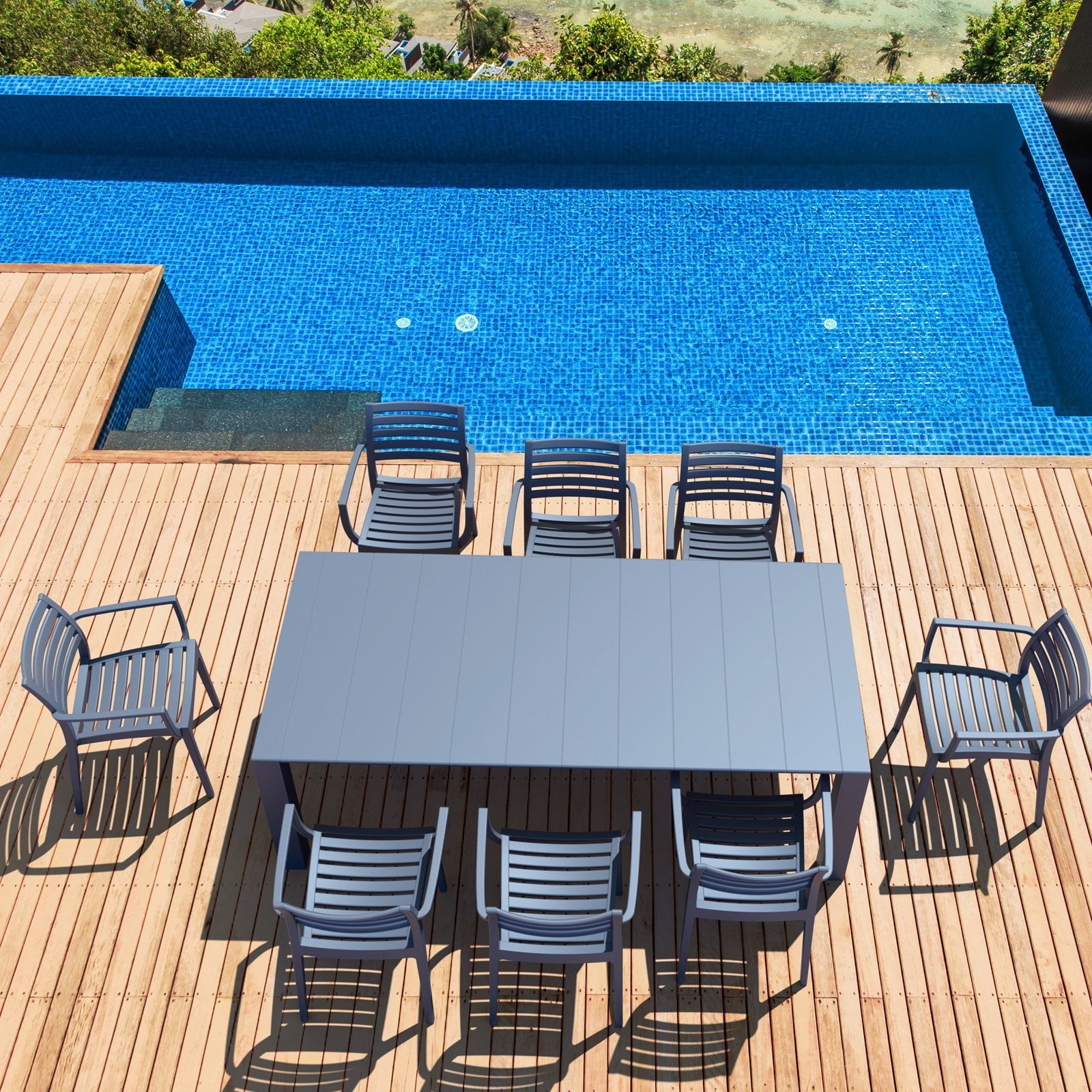 Compamia Vegas 70-86 in. Extendable Polypropylene Patio Dining Table