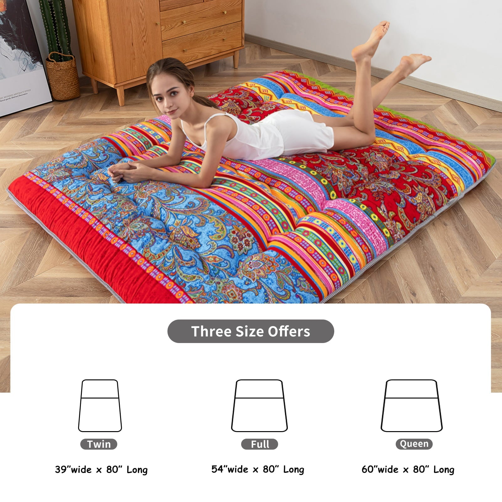 Floor Mattress, Japanese Style Futon Mattress Camping Mattress Twin