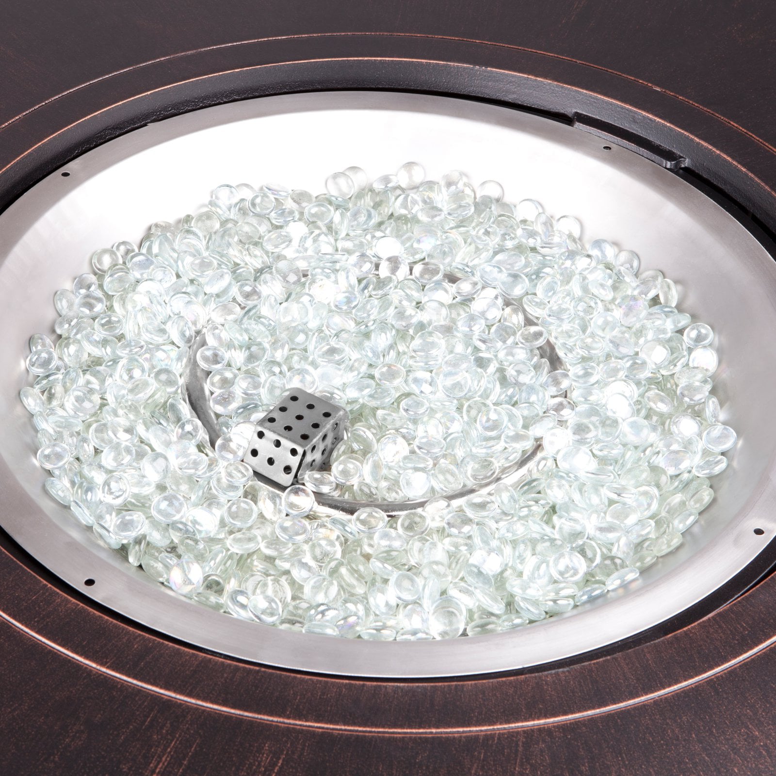 Fire Sense Perissa Woven Round Cast Aluminum Propane Gas Fire Pit