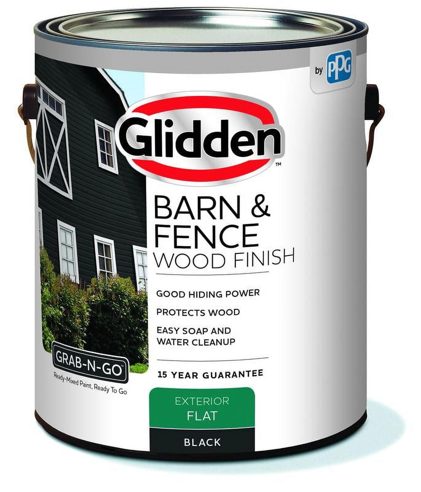 Glidden Grab-N-Go Barn & Fence Wood Exterior Paint Flat, Black, 1 Gallon