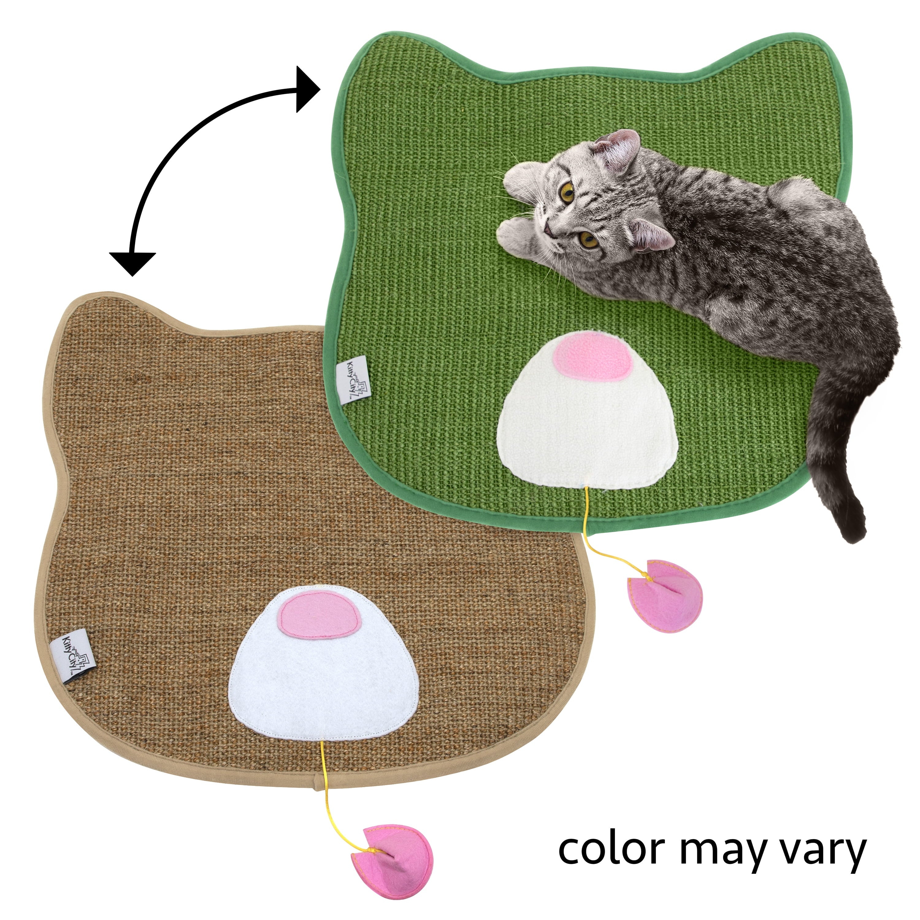 Kitty City Crazy Premium Heavy Duty Catnip Sisal Scratch Pad, Natural Cat Training Scratch Play Pad, Large