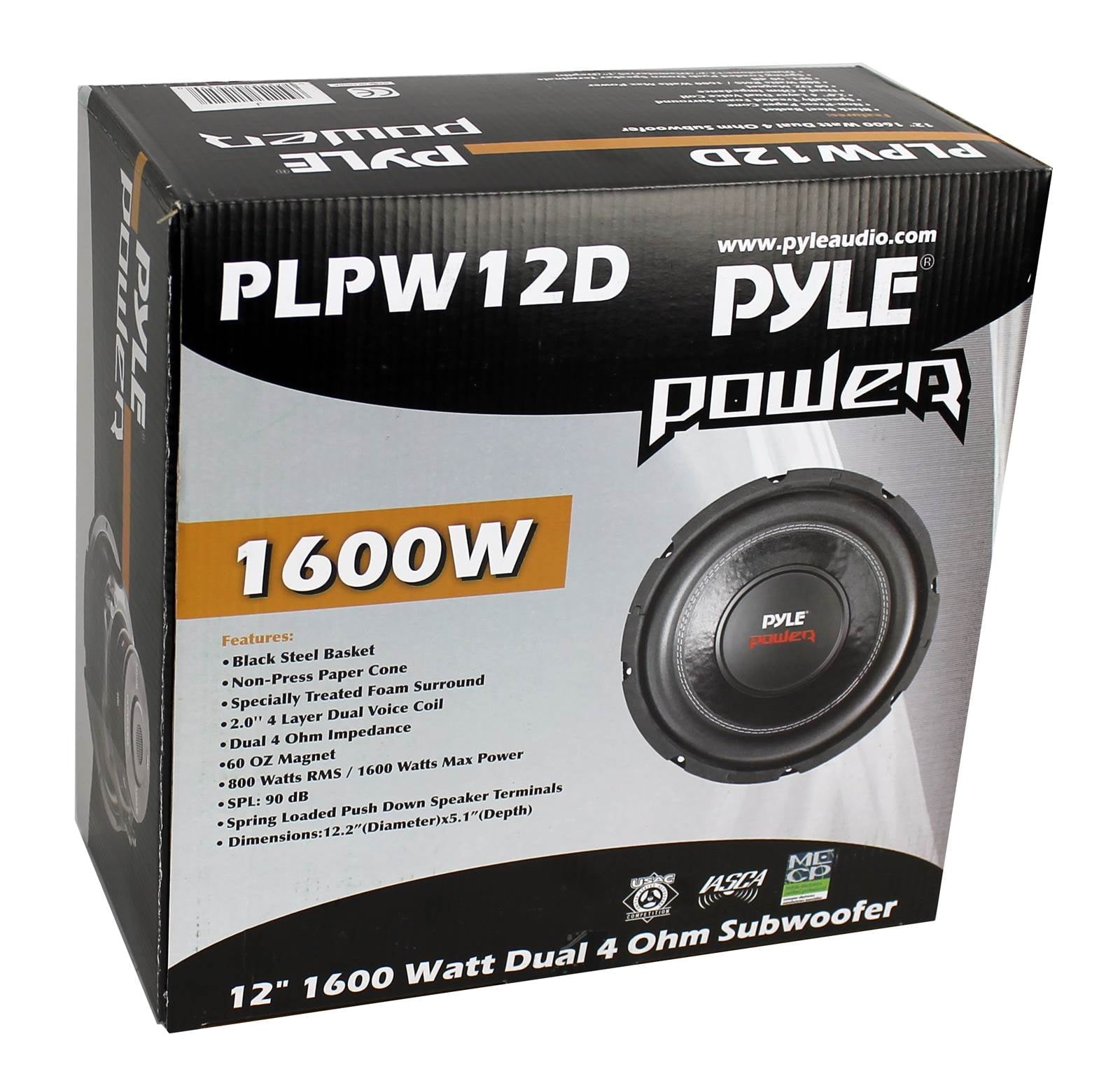 PYLE 12 inch 1600 Watts Car Audio Power Dual Voice Coil 4 Ohm Subwoofer Unit