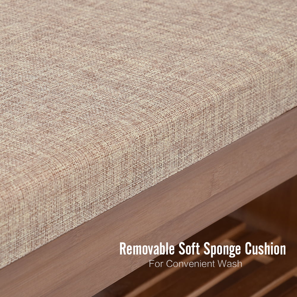 Elecwish 2-Tier Shoe Rack, Bamboo Bench with Umbrella Stand, Brown