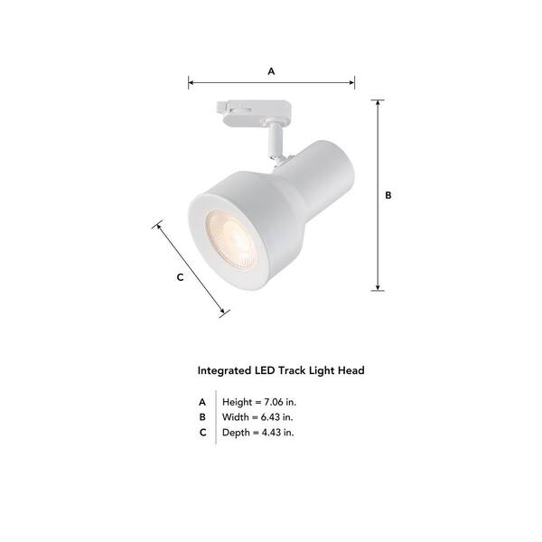 Large 1-Light Solid White Step Cylinder Integrated LED Track Lighting Head