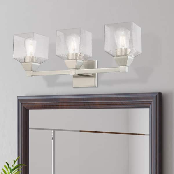 Aragon 3 Light Brushed Nickel Bath Vanity