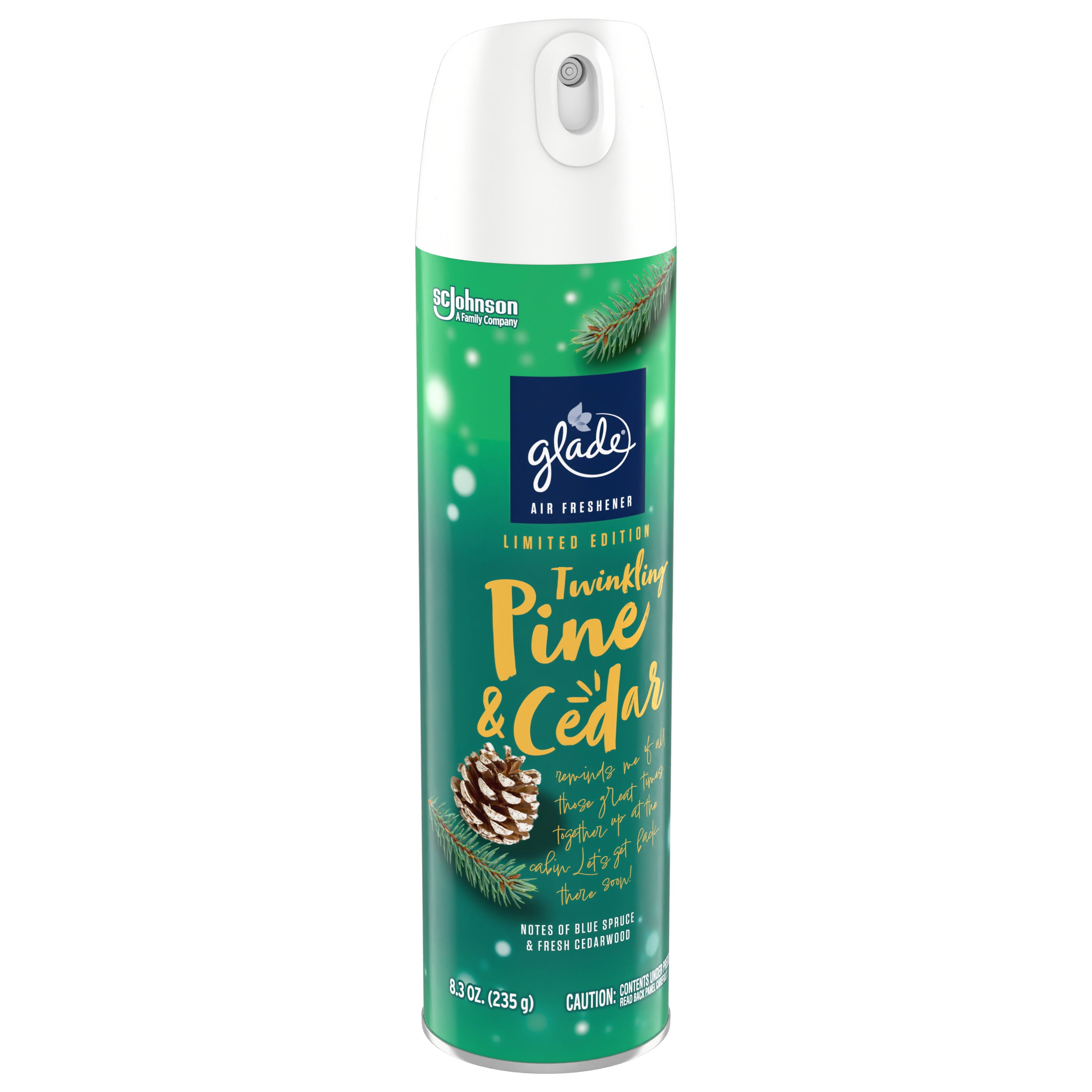 Glade Air Freshener, Aerosol Room Spray, Twinkling Pine & Cedar, 8.3 oz