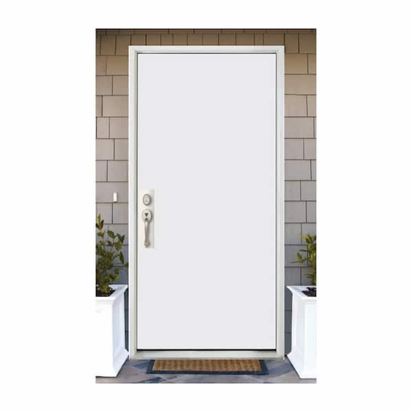 30 in. x 80 in. No Panel Right-Hand/Inswing White Primed Fiberglass Prehung Front Door with 4-9/16 in. Jamb Size