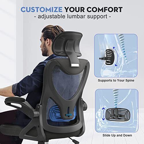 Office Chair - Ergonomic Desk Chair with Adjustable 2D Headrest & Lumbar & Ar...