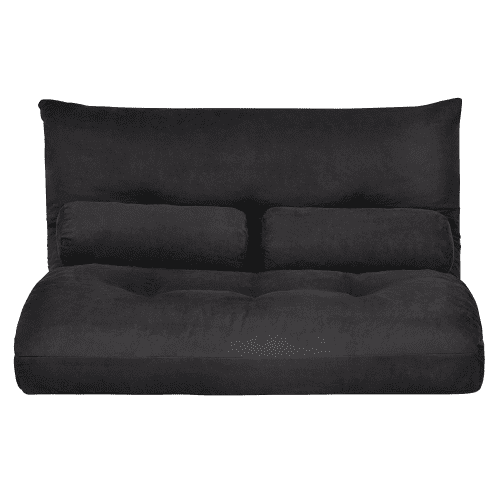 Folding Floor Sofa Bed with 5-Position Adjustable Recliner Lazy Sofa Video Gaming Sofa,Lounge Sofa with Two Pillows, Black