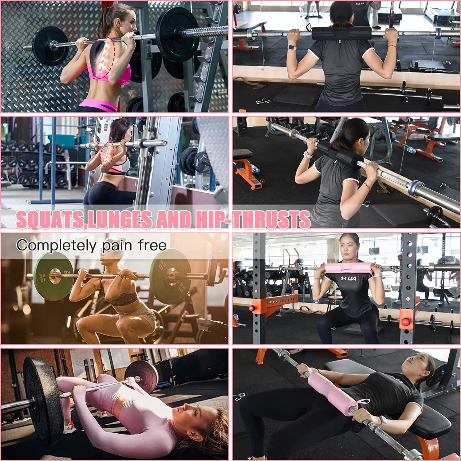 Barbell Pad Set with Weight Lifting Belt,  Neck & Shoulder with Anti-Slip Grain Cloth