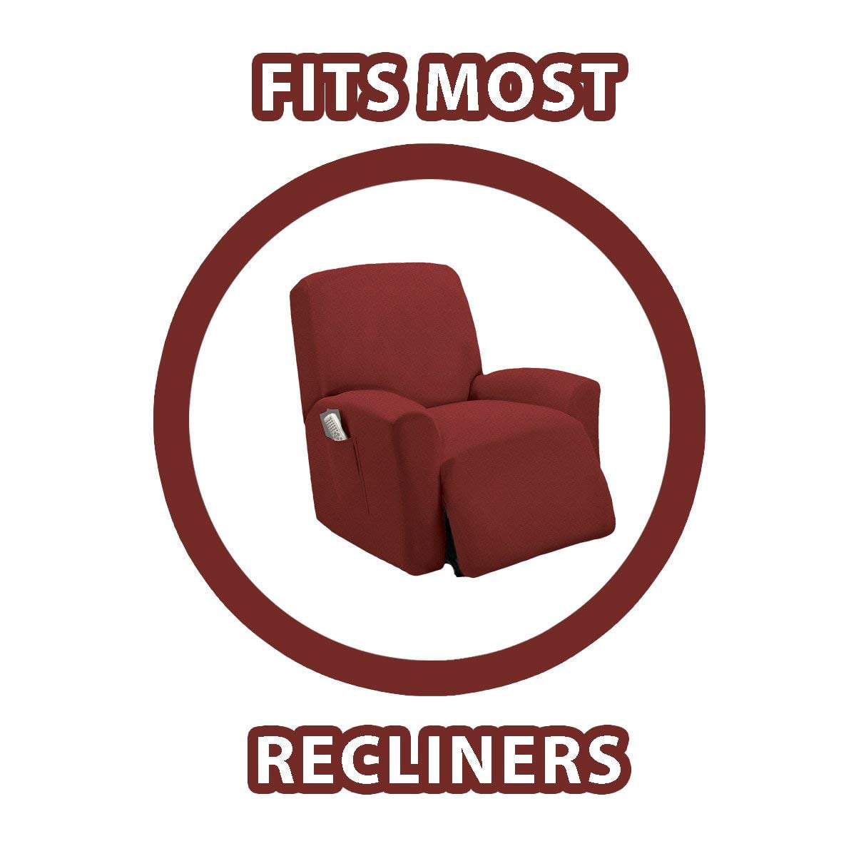 MarCielo One Piece Stretch Recliner Slipcover Stretch Fit Furniture Chair Recliner Lazy Boy Cover Slipcover 1-Piece Couch Cover (Burgundy)