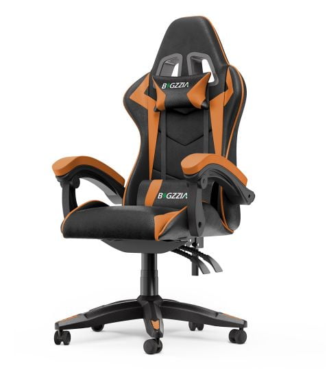 Bigzzia Gaming Chair Office Chair, Ergonomic Game Chair with Headrest & Lumbar Pillow, Black