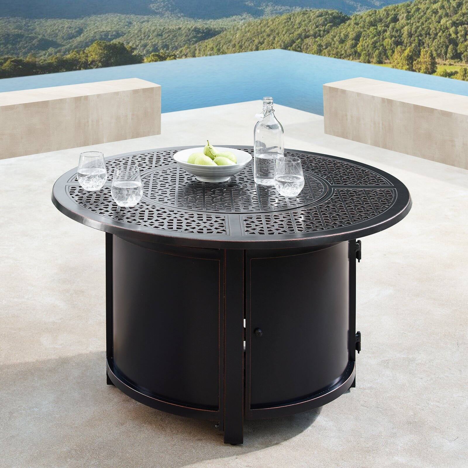 Oakland Living Dubai 44 in. Round Propane Fire Pit Table