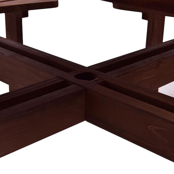 8-Seat Wood Patio Picnic Dining Seat Bench Set