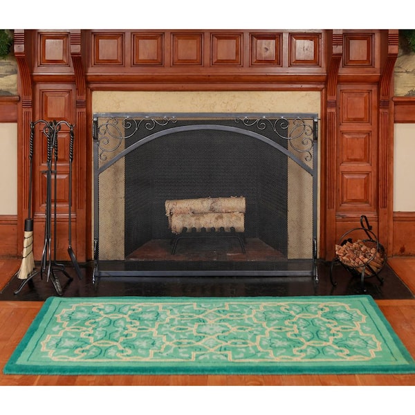 44 in. L Graphite 1-Panel Sterling Flat Fireplace Screen