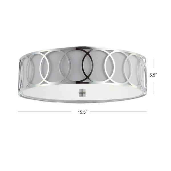 Aubrey 3-Light Chrome 15.5 in. Metal Flush Mount