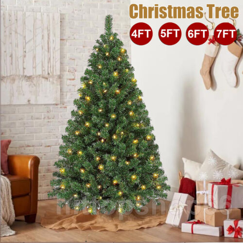 4FT 5FT 6FT 7FT LED Christmas Tree Xmas Artificial Pine Holiday Decor w/Lights