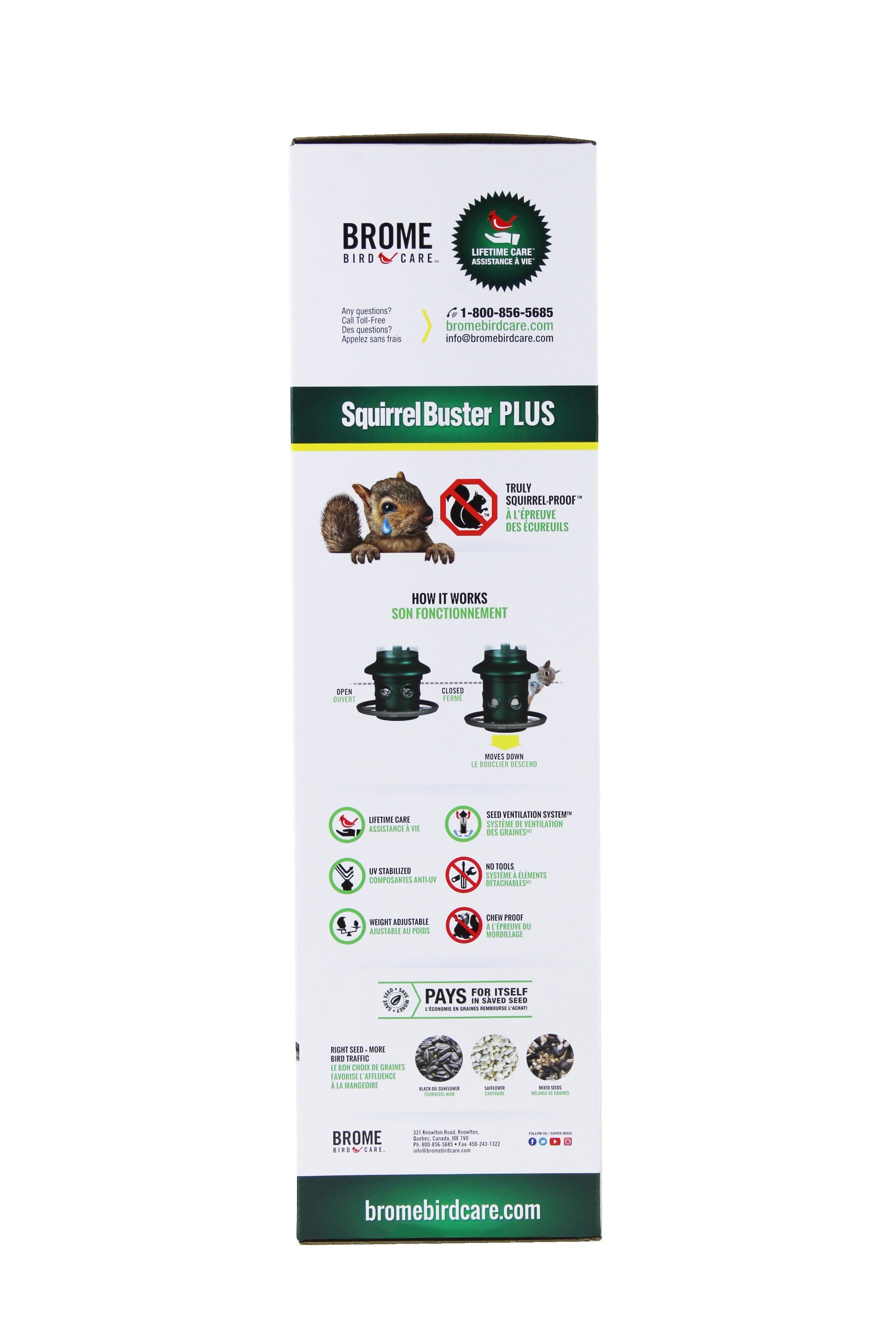 Brome Squirrel Buster Plus Bird Feeder with Cardinal Perch Ring, Squirrel Proof