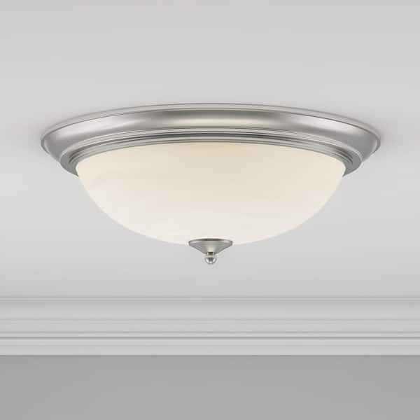 Essentials 2-Light Satin Nickel Flush Mount