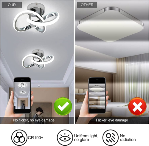 Hallway Light Acrylic Modern LED Ceiling Light Fixtures Cool White 6000K Home