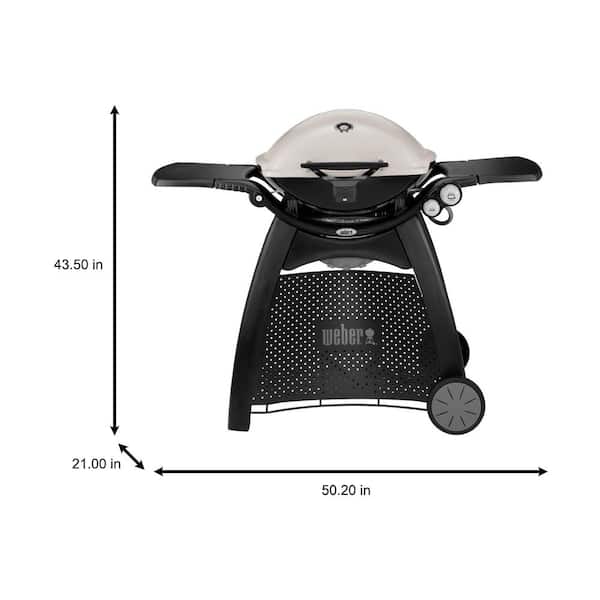 Q 3200 2-Burner Propane Gas Grill in Titanium with Built-In Thermomter