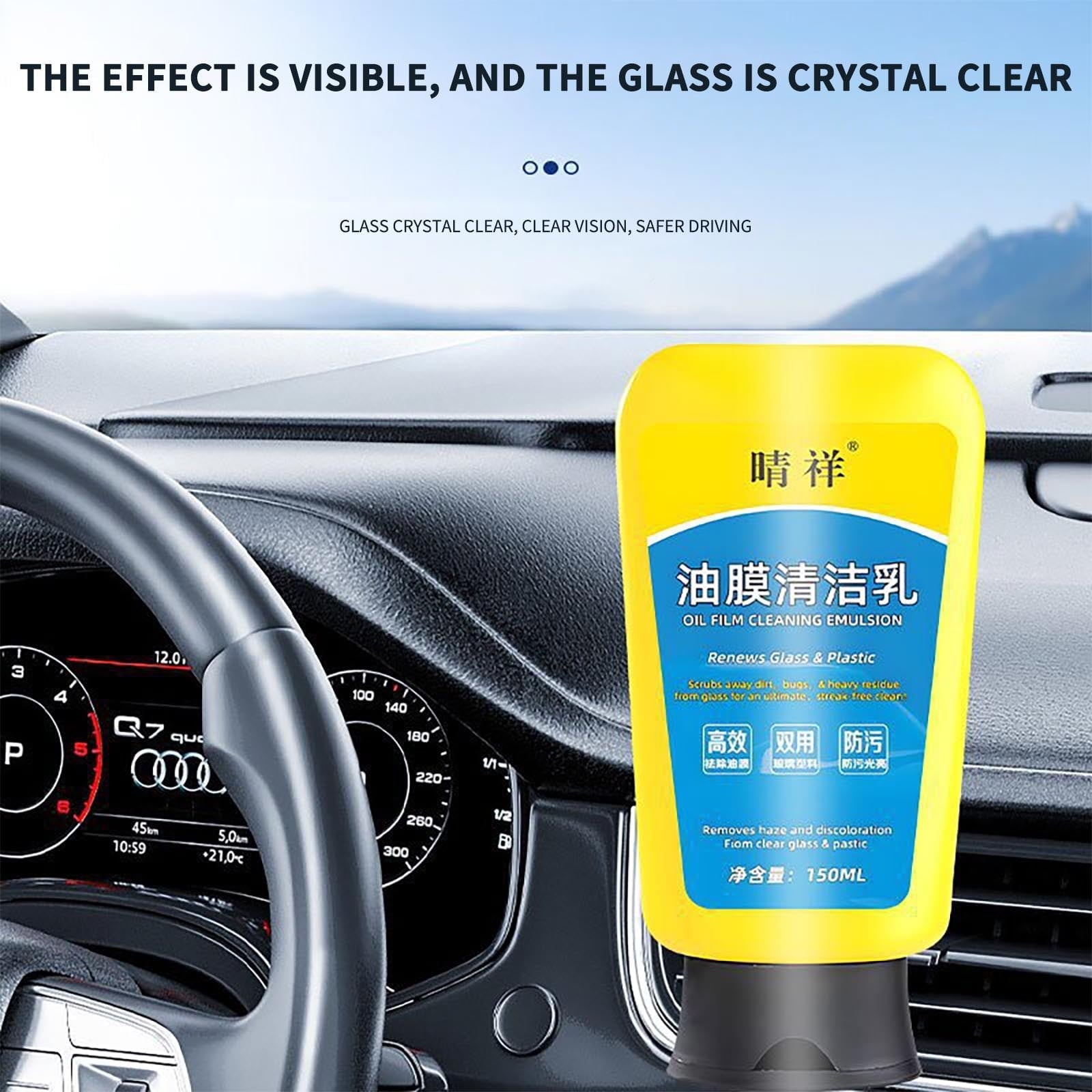 Tepsmf Popular Car Oil Film Cleaning Emulsion, Windshield Oil Film Stain Removal, Wiper Oil Film Cleaning Agent 150ml