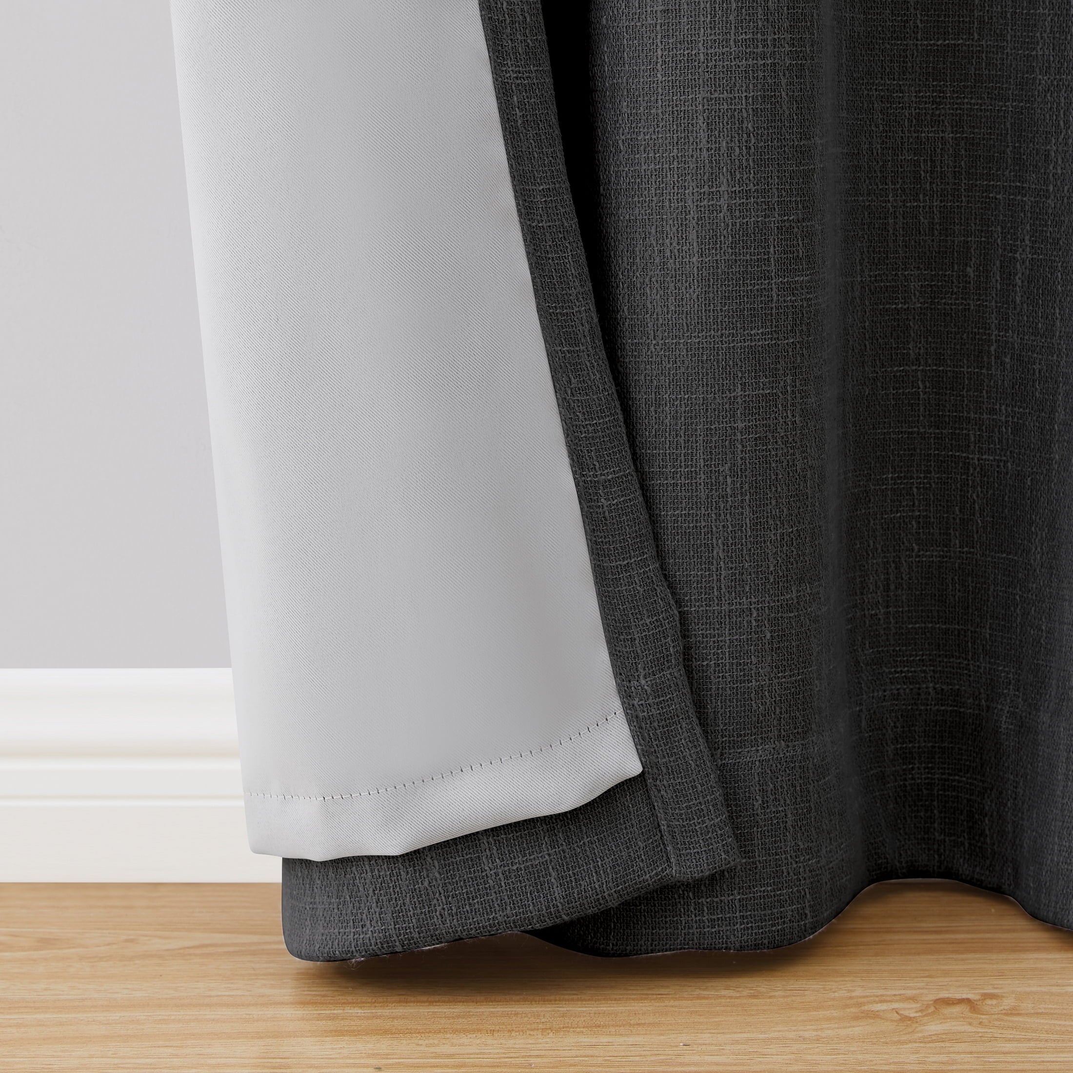 Better Homes & Gardens Woven Textured Grommet Blackout Curtain Panel, Black, 50