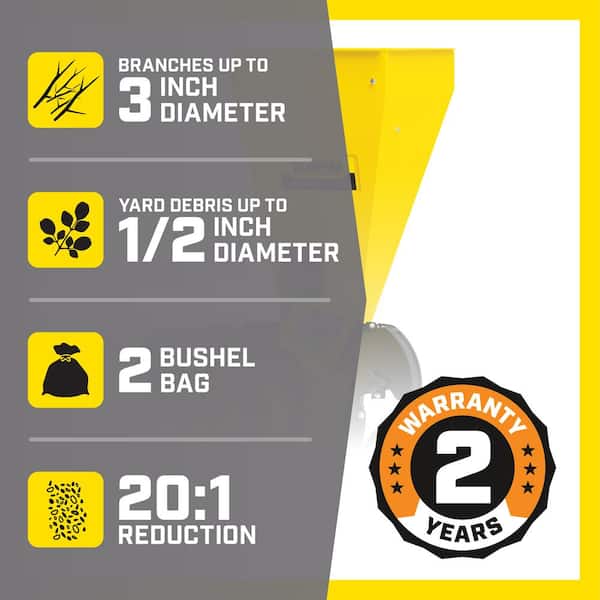 3 in. Dia 224 cc 2-in-1 Upright Gas Powered Wood Chipper Shredder