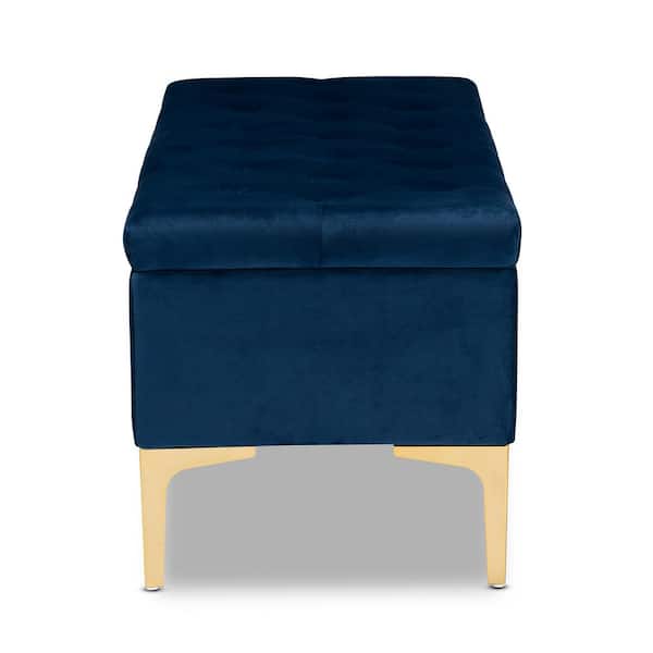 Valere Navy Blue Storage Ottoman