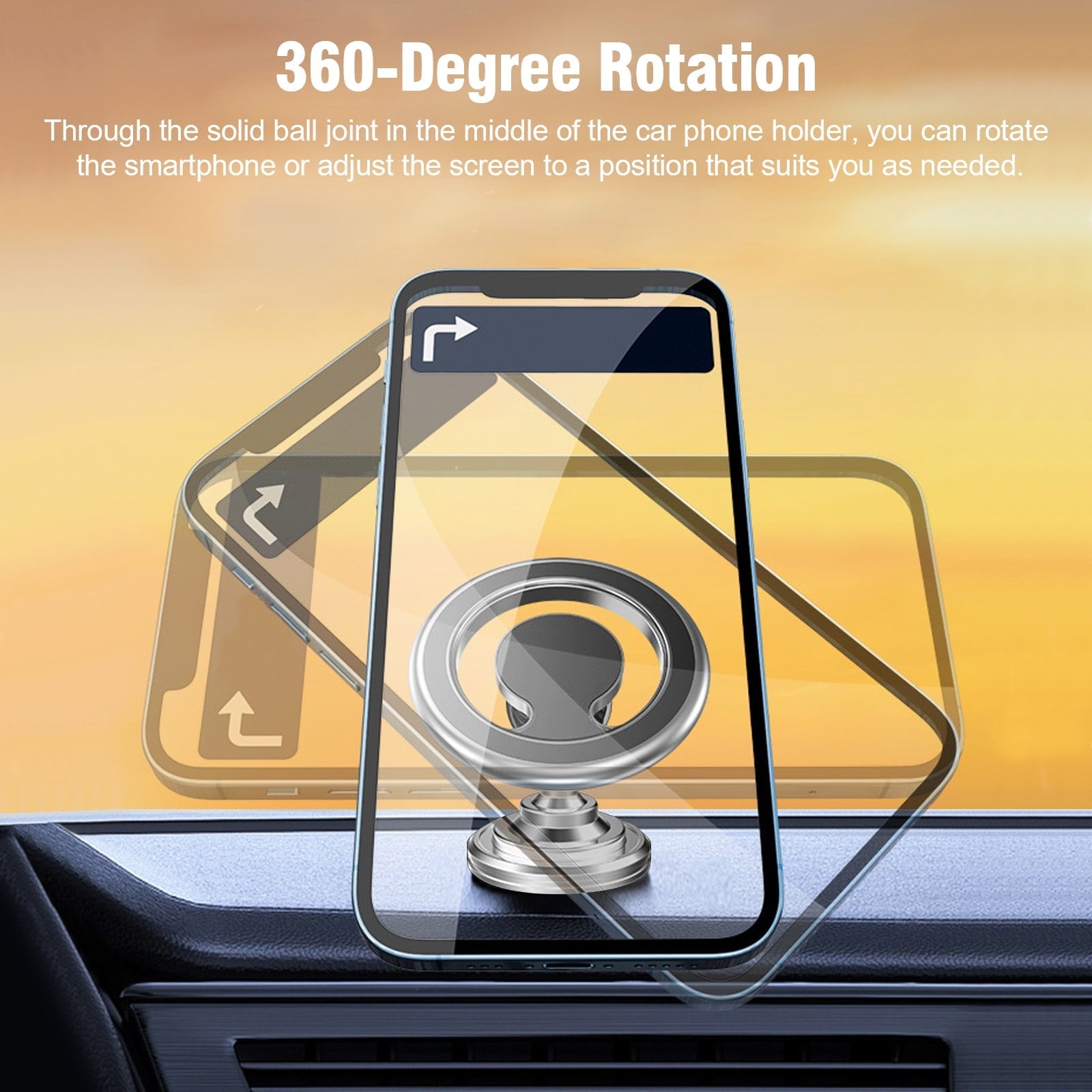 Magnetic Phone Car Mount, TSV 360 Rotation Dashboard Phone Holder for Car with Strong Adhesive Stick, Magnet Car Phone Holder Mount Fit for iPhone 14 13 12 11 Pro SE XR XS, Samsung LG Phones