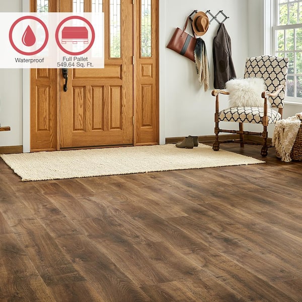 Outlast+ Cocoa Walters Oak 12mm T x 7.48 in. W Waterproof Laminate Wood Flooring (549.64 sq. ft./pallet)