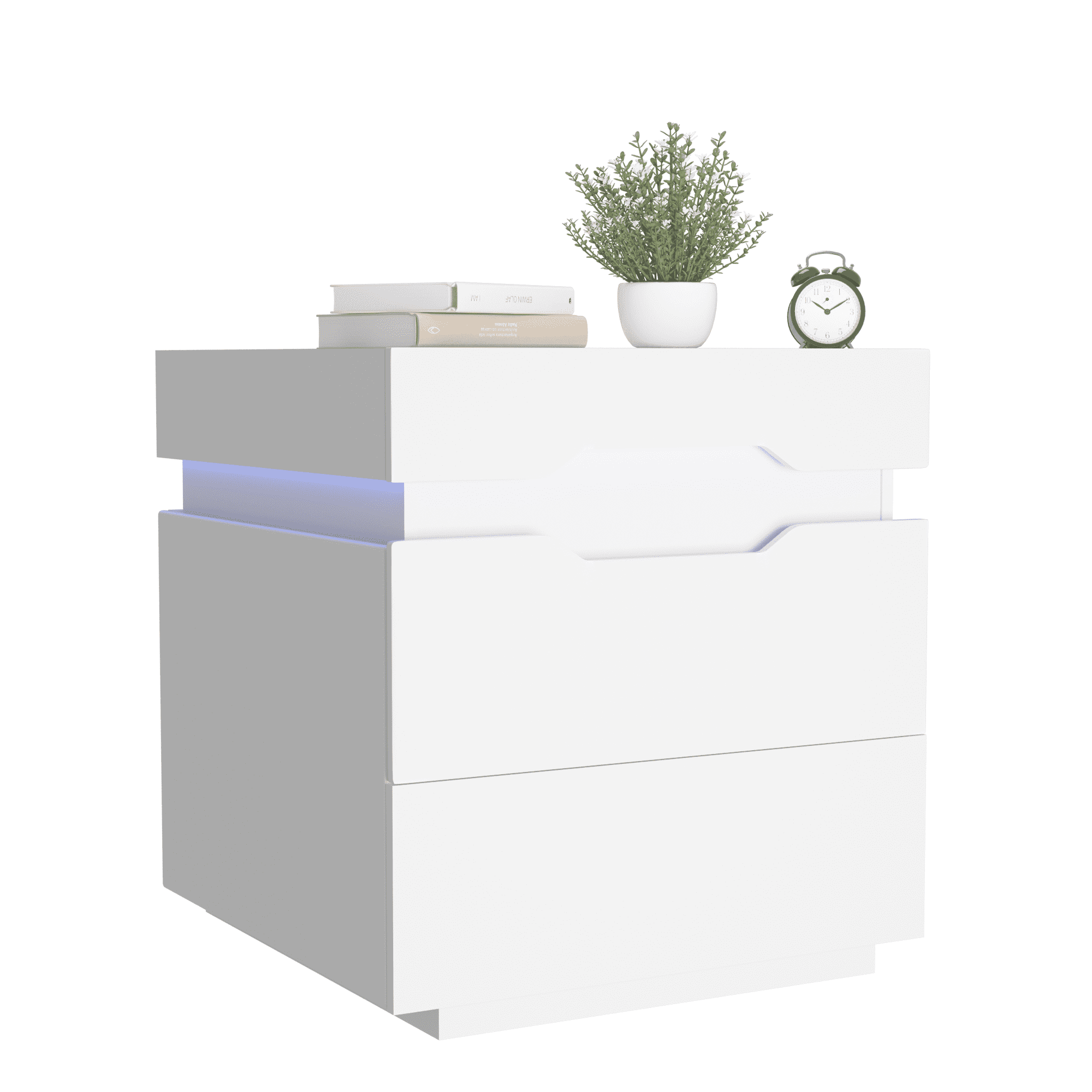 Homall Nightstand 2 Drawers Led Bedside End Tale with Remote and Charging Ports, White