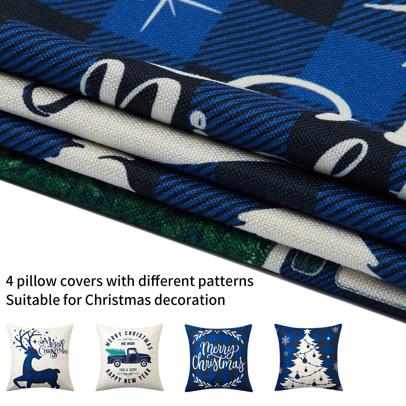 ZACOO Blue Black Buffalo Plaids Throw Pillow Covers 18