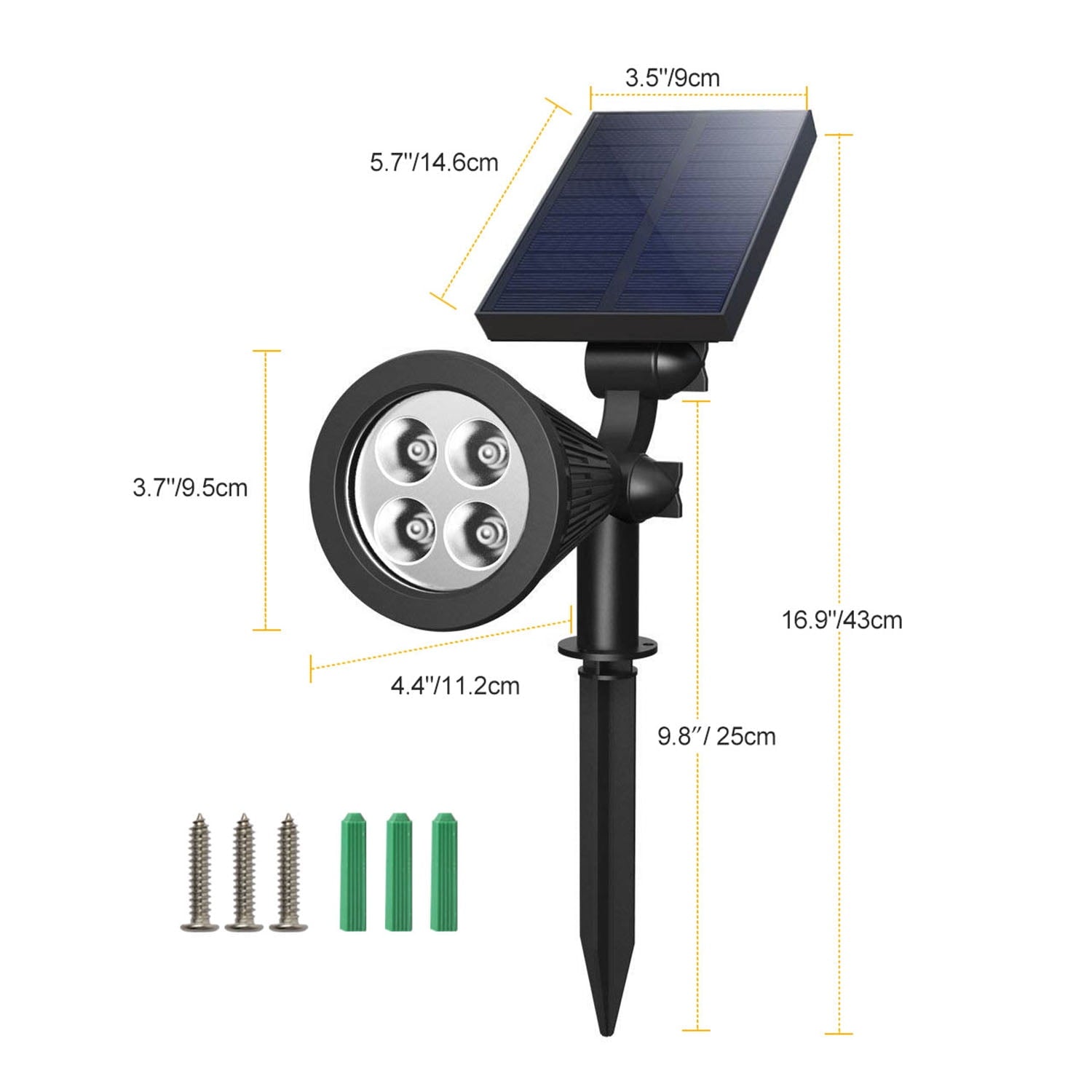 iMounTEK Black Solar Flood Lights Outdoor, Garden Flood Light Wall Light, 2Pack