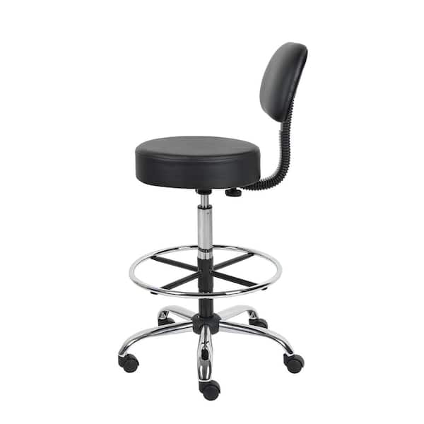 Black Vinyl Task Counter Stool with Back Rest and Seat Height Adjustment