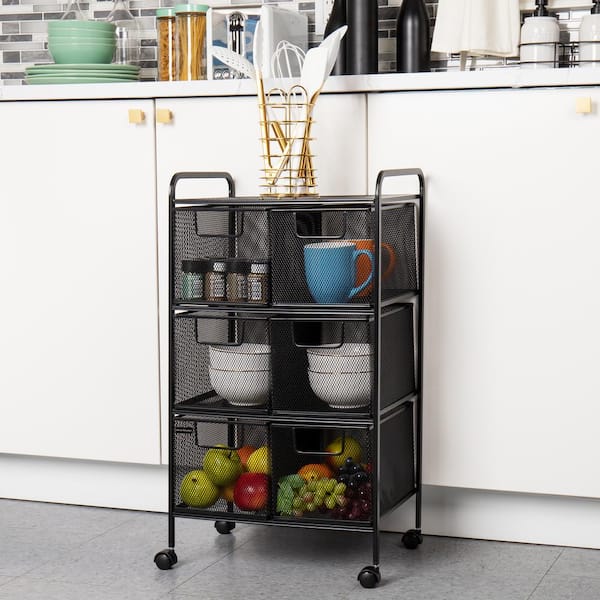 6 Drawer Office Cart, File Storage Cart, Utility Cart, Office Storage, Heavy Duty Multi-Purpose Cart in Black