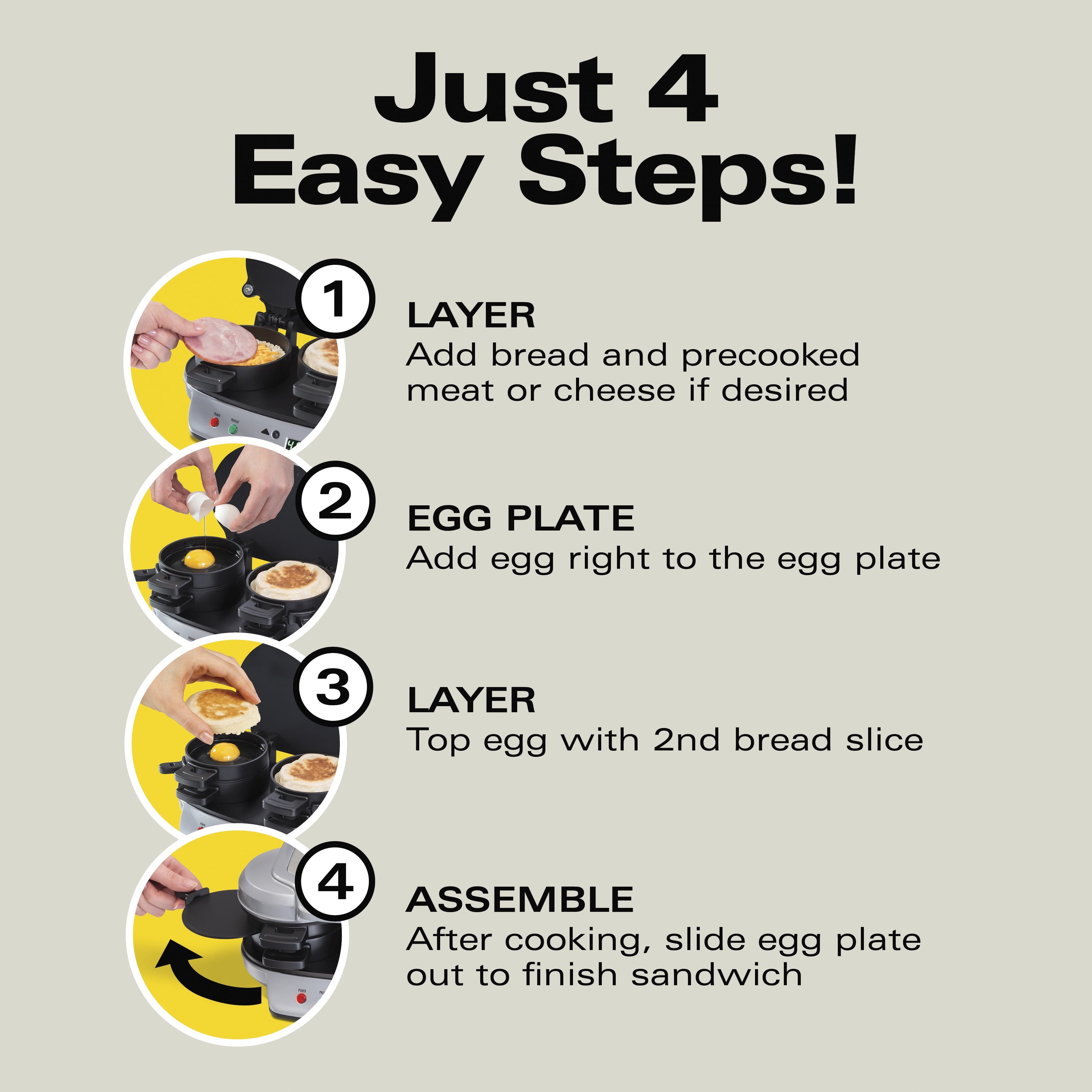 Hamilton Beach Dual Breakfast Sandwich Maker with Timer, 2 Sandwich Capacity, Silver, 25490