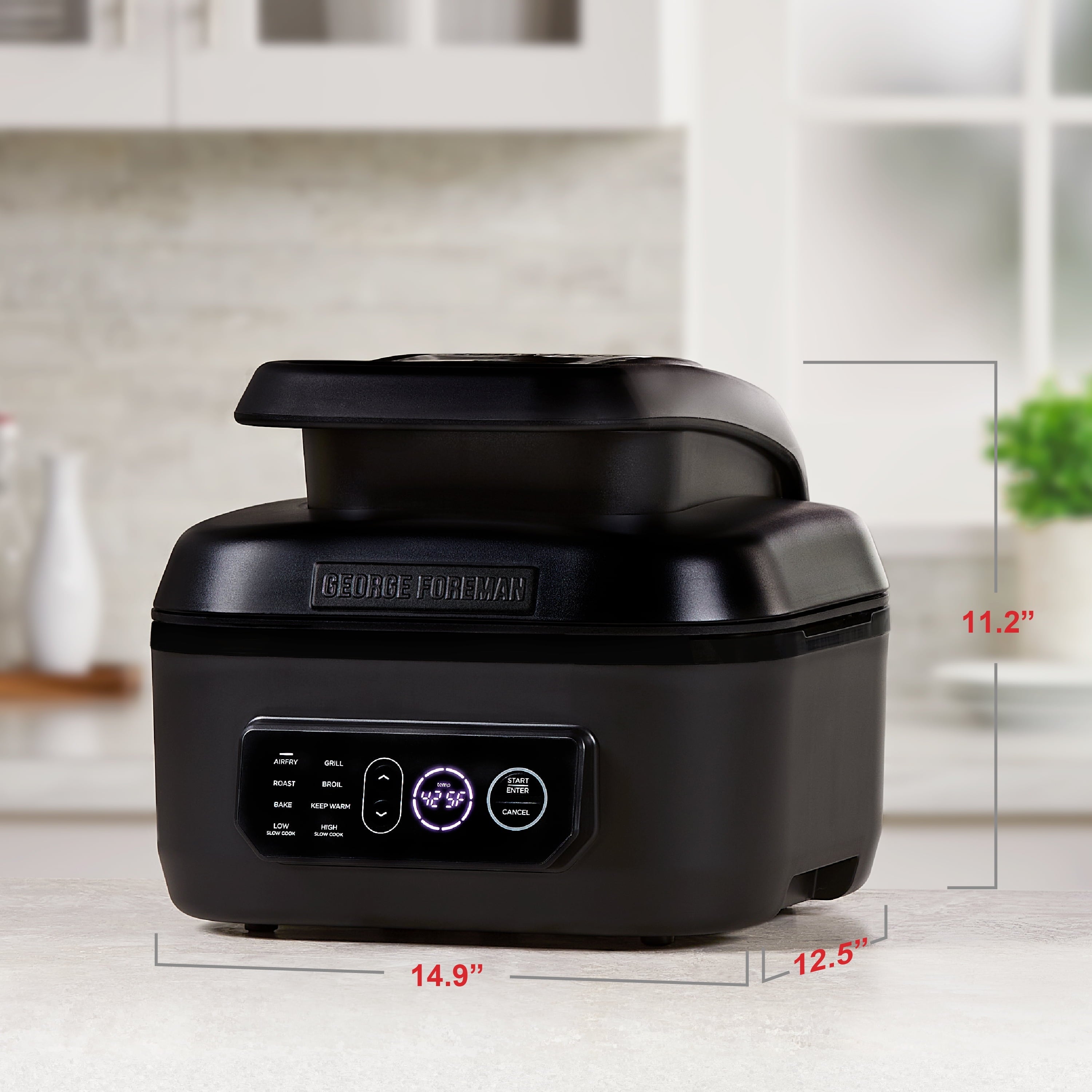 Foreman Beyond Grill 7-in-1 Electric Indoor Grill and 6 Quart Air Fryer, Black, MCAFD800D