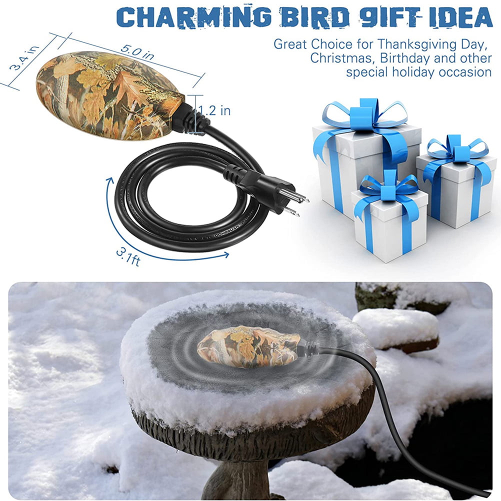 Bird Bath Heater for Outdoors in Winter Birdbaths Deicer with Thermostatically Controlled for Patio Yard Lawn