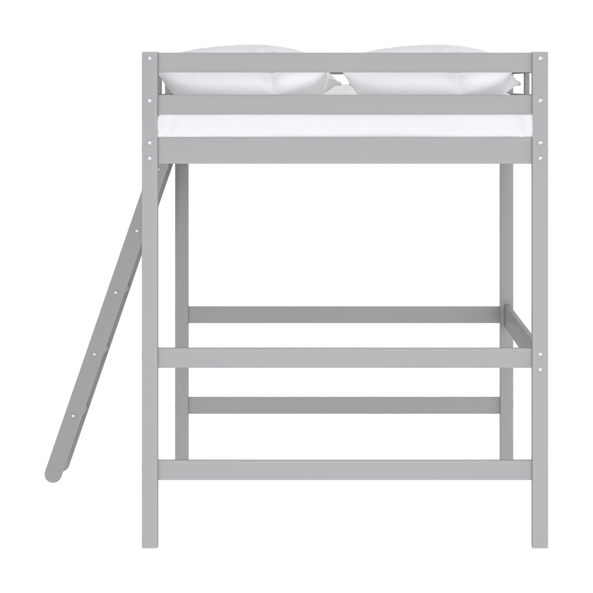 Hillsdale Campbell Wood Full Loft Bunk Bed with Ladder, up to 350 lbs Capacity, Gray