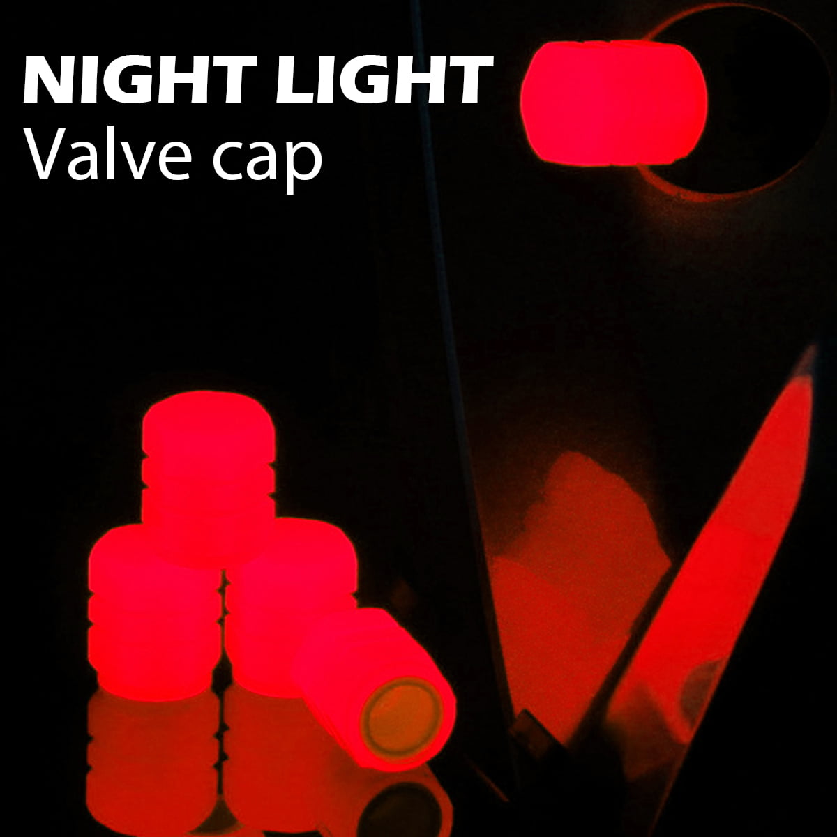Glowing Tire Valve Stem Caps - Universal Tyre Valve Stem Caps with Light in Dark, Leakproof Seal (12pcs)