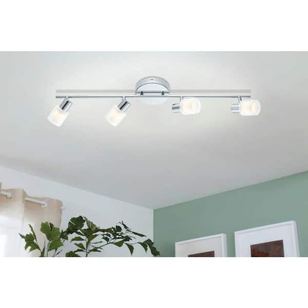 Salti 2 ft. Chrome Integrated LED Track Lighting Kit with Frosted/Clear Glass Shades