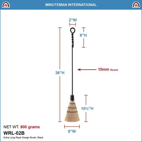 36 in. Tall Black Extra-Long Rope Design Fireplace Brush Tool