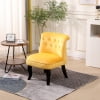 Modern Velvet Dining Chair with Solid Wood Legs, Tufted Vanity Chairs with Back, Accent Chair with Wood Frame, Single Sofa Chair for Bedroom, Living Room, Office, Study Room, Black