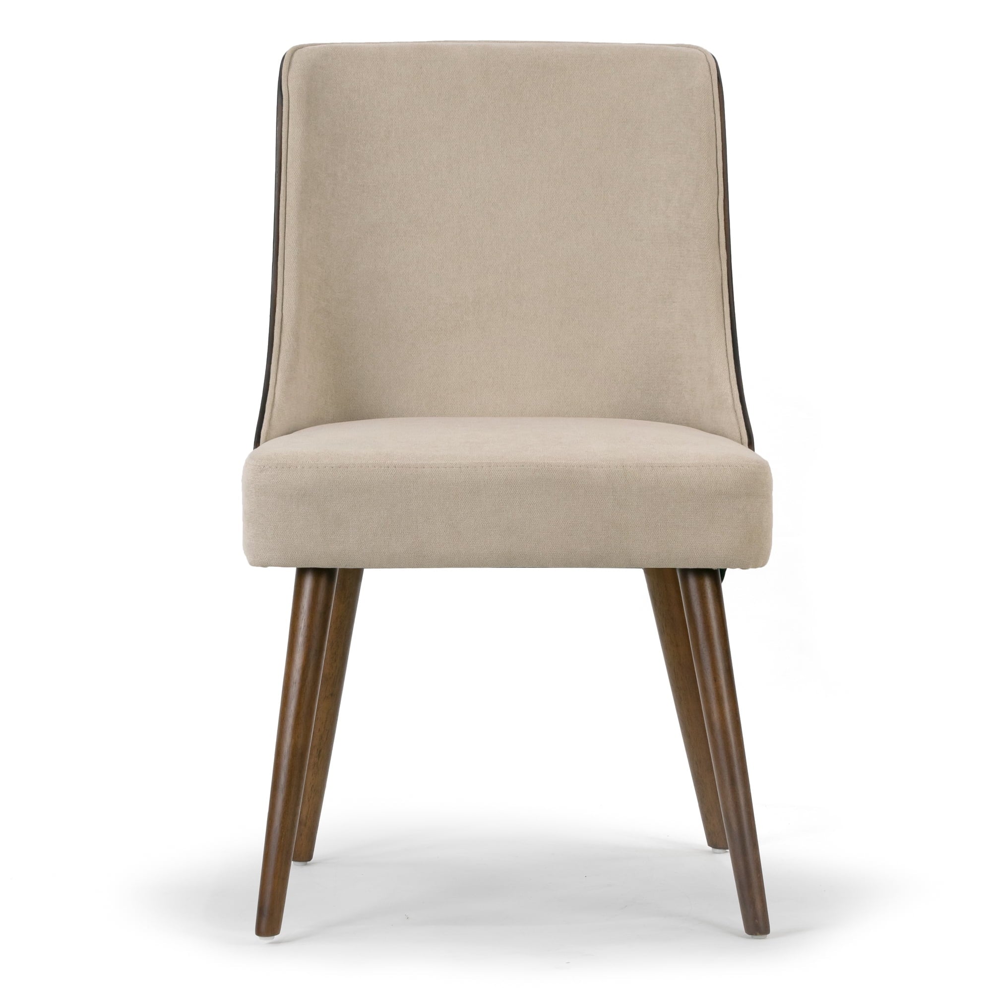 Glamour Home Set of 2 Asma Beige Fabric Chair with Dark Brown Bentwood Back and Solid Wood Legs