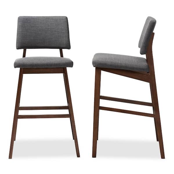 Colton 42 in. Gray and Walnut Bar Stool (Set of 2)