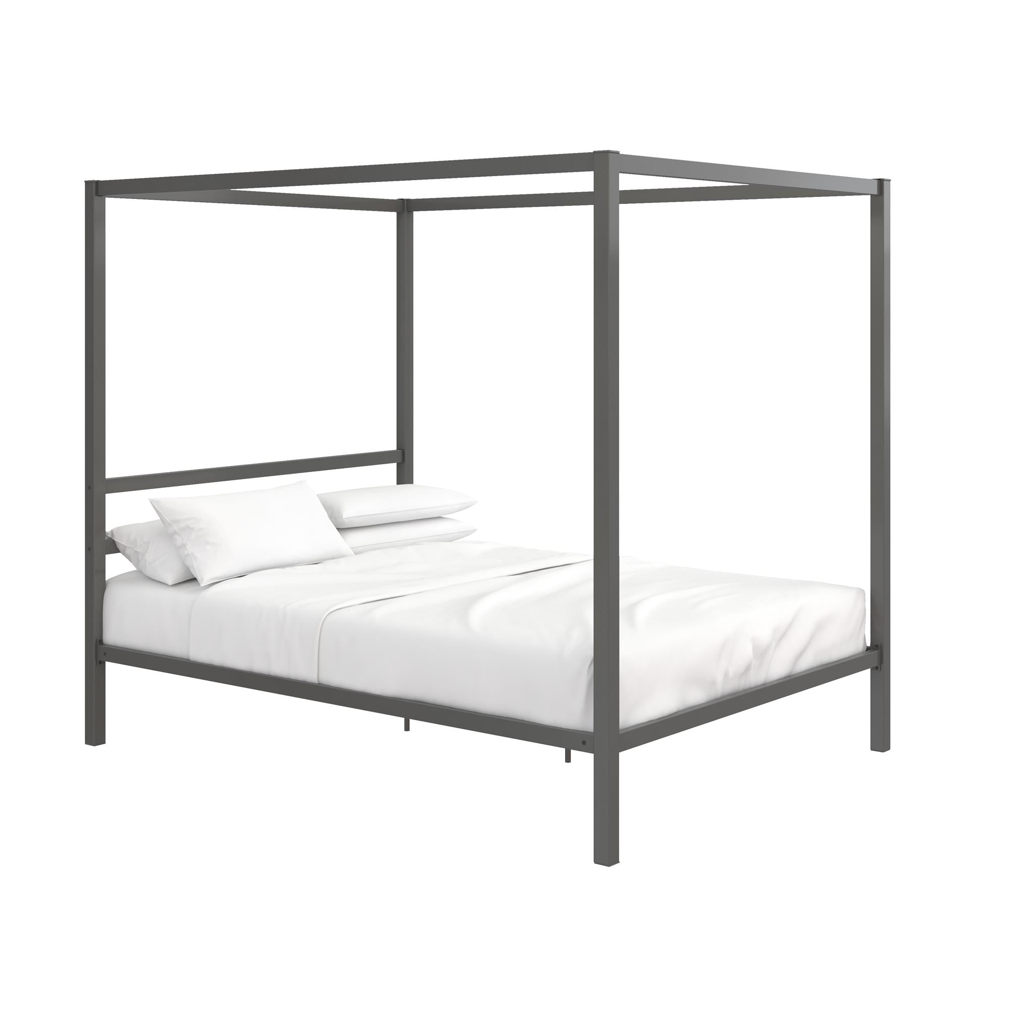 DHP Modern Metal Canopy Poster Bed, Queen, Gunmetal Gray